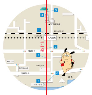 子午線標柱地図